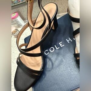 Cole Haan Black Strappy Heels Sleek Design